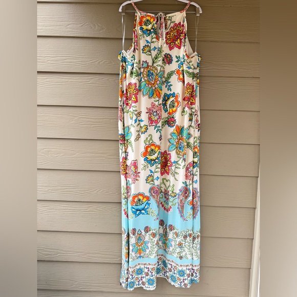 Cato Women's Multicolor Polyester Lined Sleeveless Summer Maxi Dress Sz 26W/28W - Picture 3 of 16